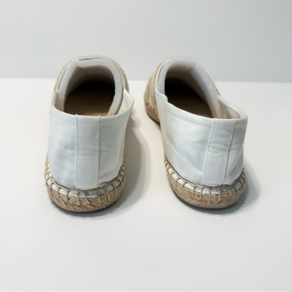 Tory Burch Double T Espadrilles Flats Women Size 10 White Canvas Coastal Summer - Picture 8 of 16